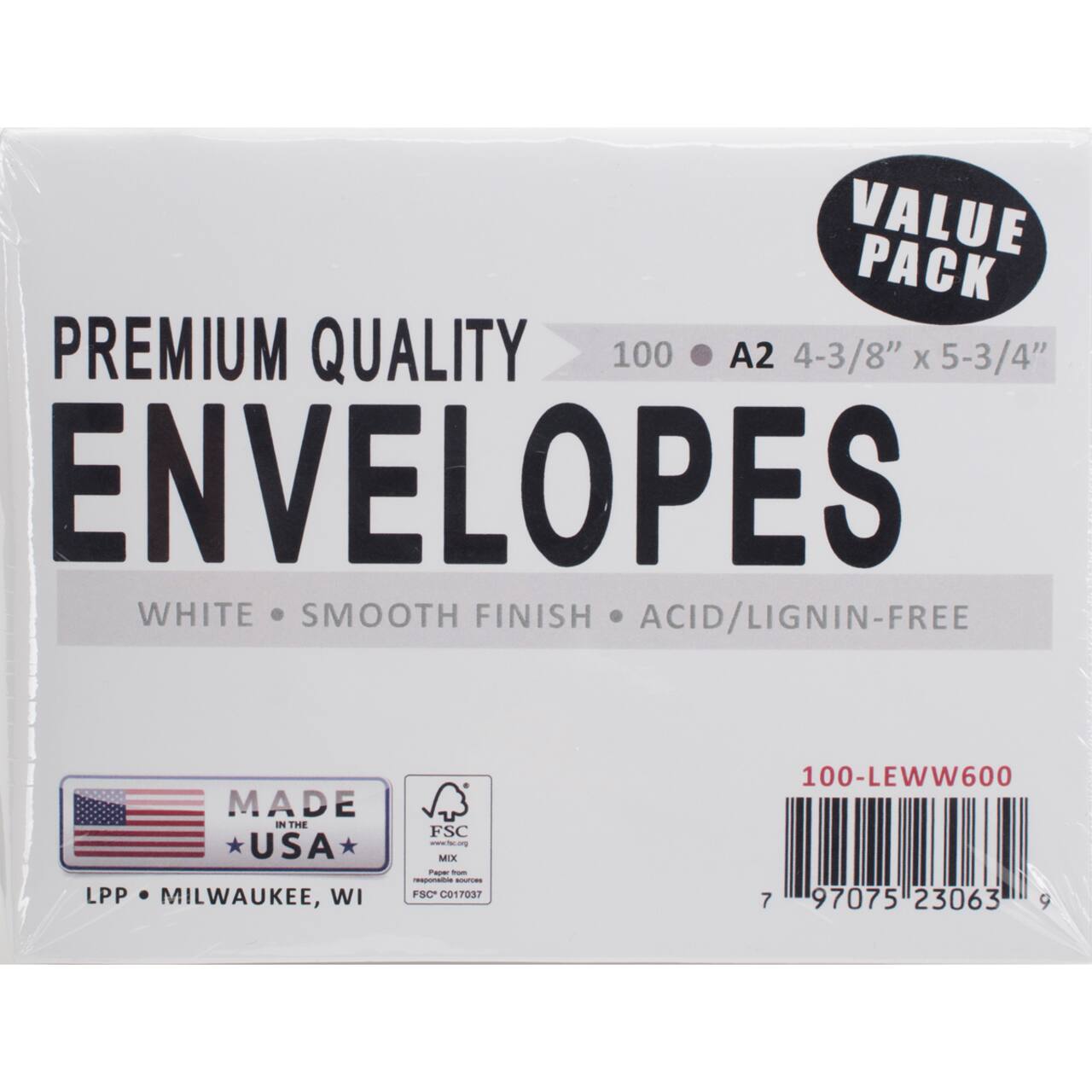 Leader Paper Products White A2 Envelopes, 100ct.